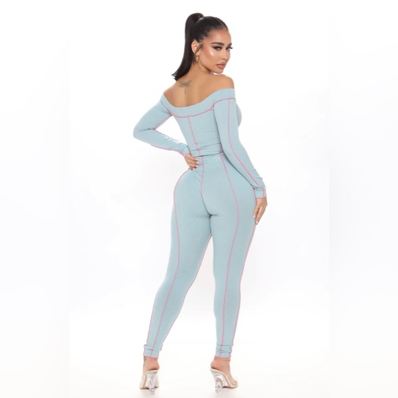 Fashion Nova Pants - Fashion Nova Cheyenne Jumpsuit in Blue - Size XS